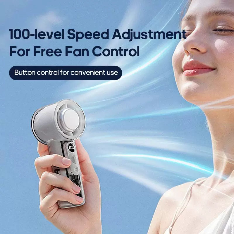 Unisex One Size Handheld Rechargeable Mini Cooling Fan with Adjustable High-Speed Airflow and LED Digital Display Bowlift