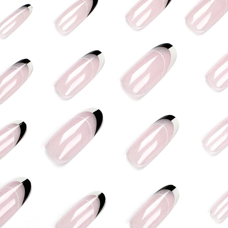 Artificial nail art with modern French-tip design Bowlift