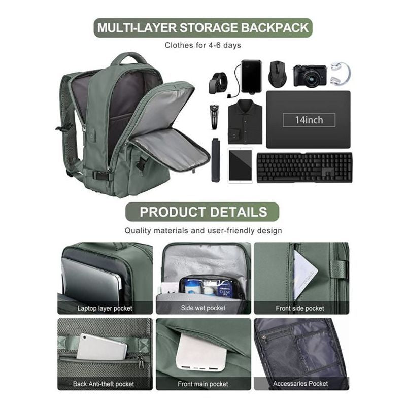 Versatile Travel Backpack with Organizational Compartments Bowlift