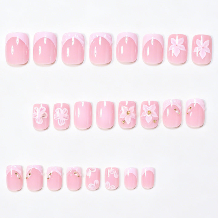 Floral Accented Press-On Nail Art Set Bowlift