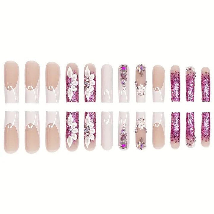 Glamorous 3D Crystal-Embellished Nail Extensions Bowlift