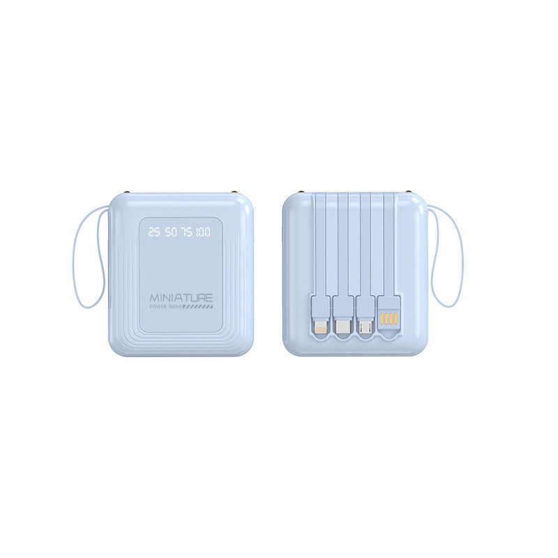 Compact power bank with integrated cable and digital charging display Bowlift