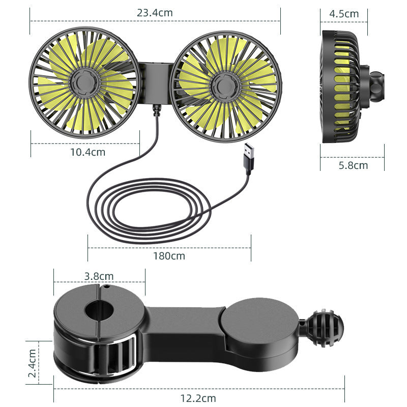 Unisex Dual-Head Portable USB Desktop Fan Bowlift