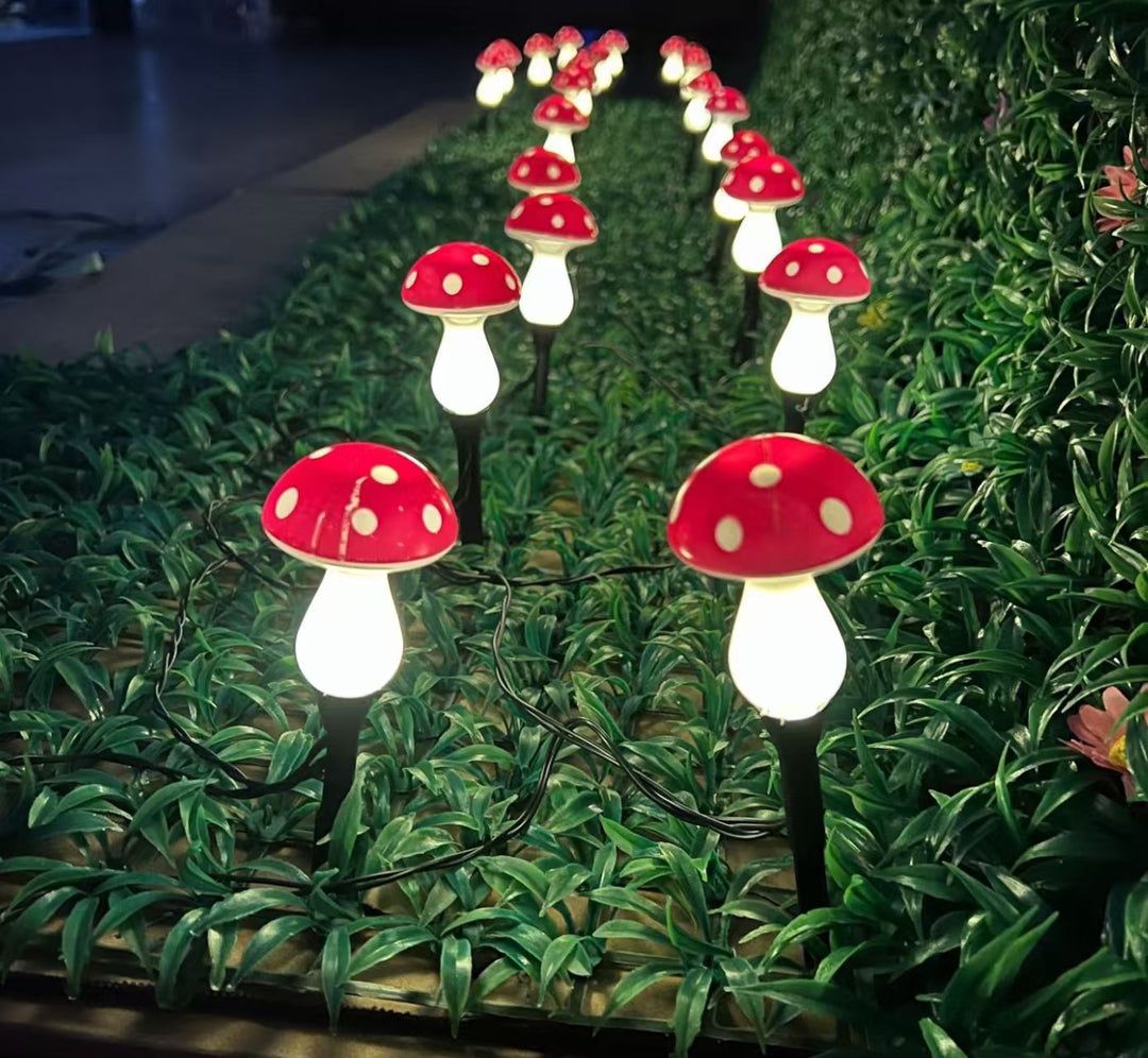 Whimsical Mushroom LED Stake String Lights For Garden Pathway With Weatherproof Design Bowlift