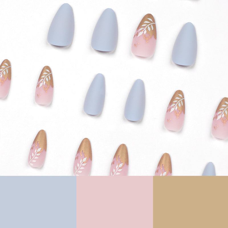 Artificial Stiletto Nails with Elegant Leaf Design Bowlift