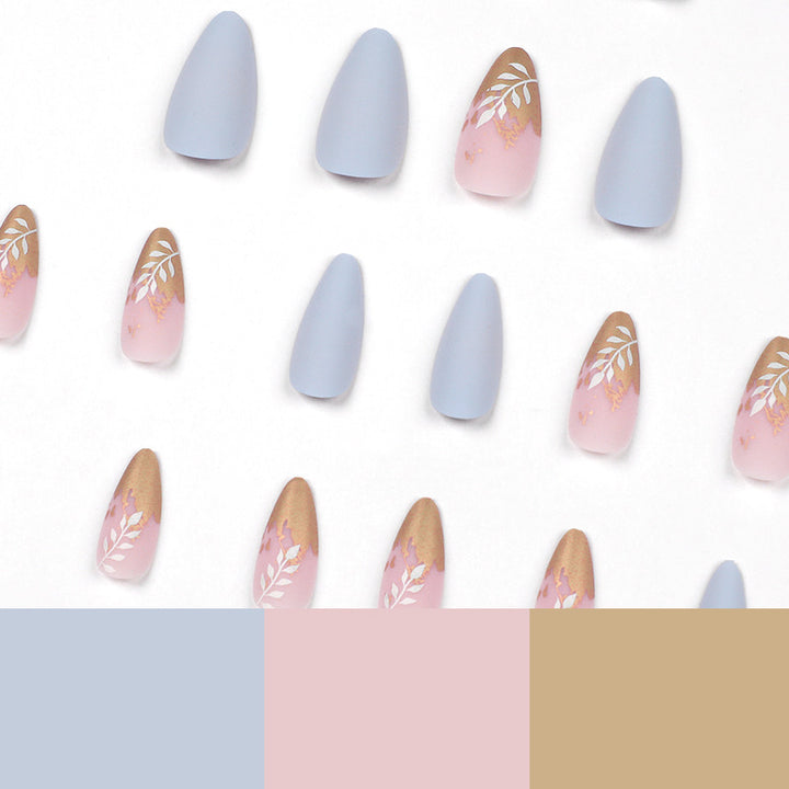 Artificial Stiletto Nails with Elegant Leaf Design Bowlift