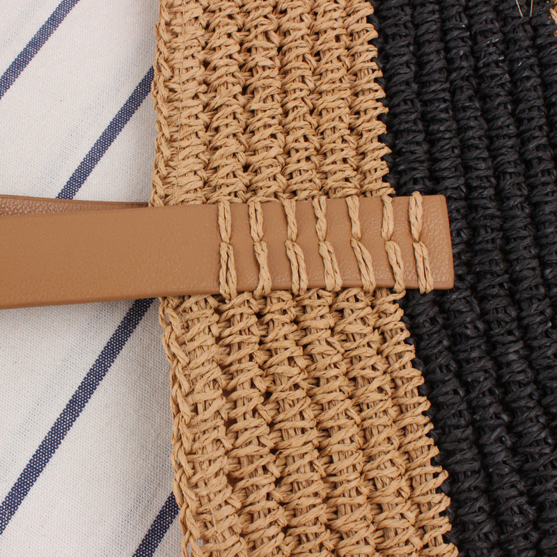 Spacious straw bag with elegant leather handles Bowlift