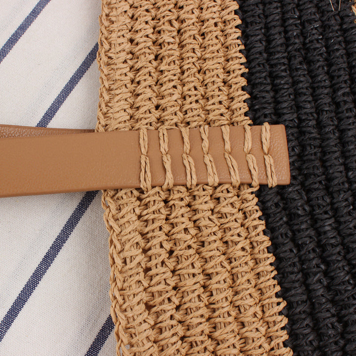 Spacious straw bag with elegant leather handles Bowlift