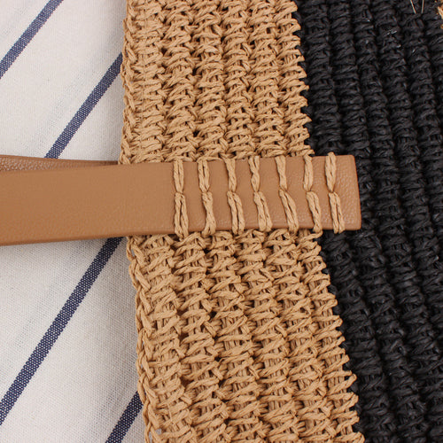 Spacious straw bag with elegant leather handles Bowlift