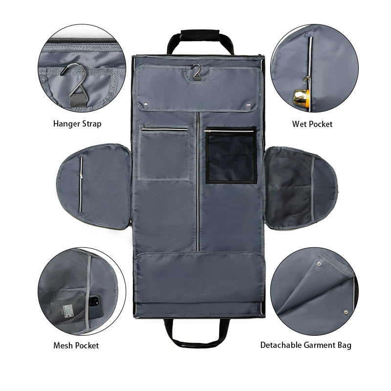Elegant travel and sports bag with integrated suit compartment Bowlift
