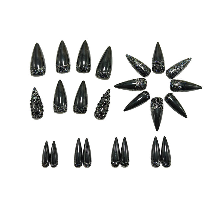 Artificial Nails in Elegant Stiletto Design with Sparkling Rhinestone Accents Bowlift