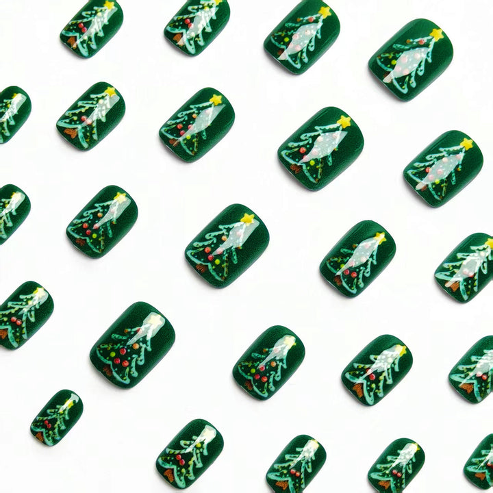 Festive artificial nails with Christmas tree design Bowlift