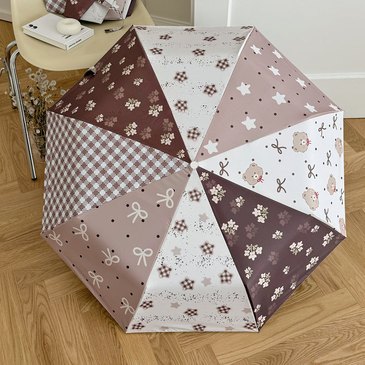 Women's Folding Umbrella with Exclusive Patchwork Design Bowlift