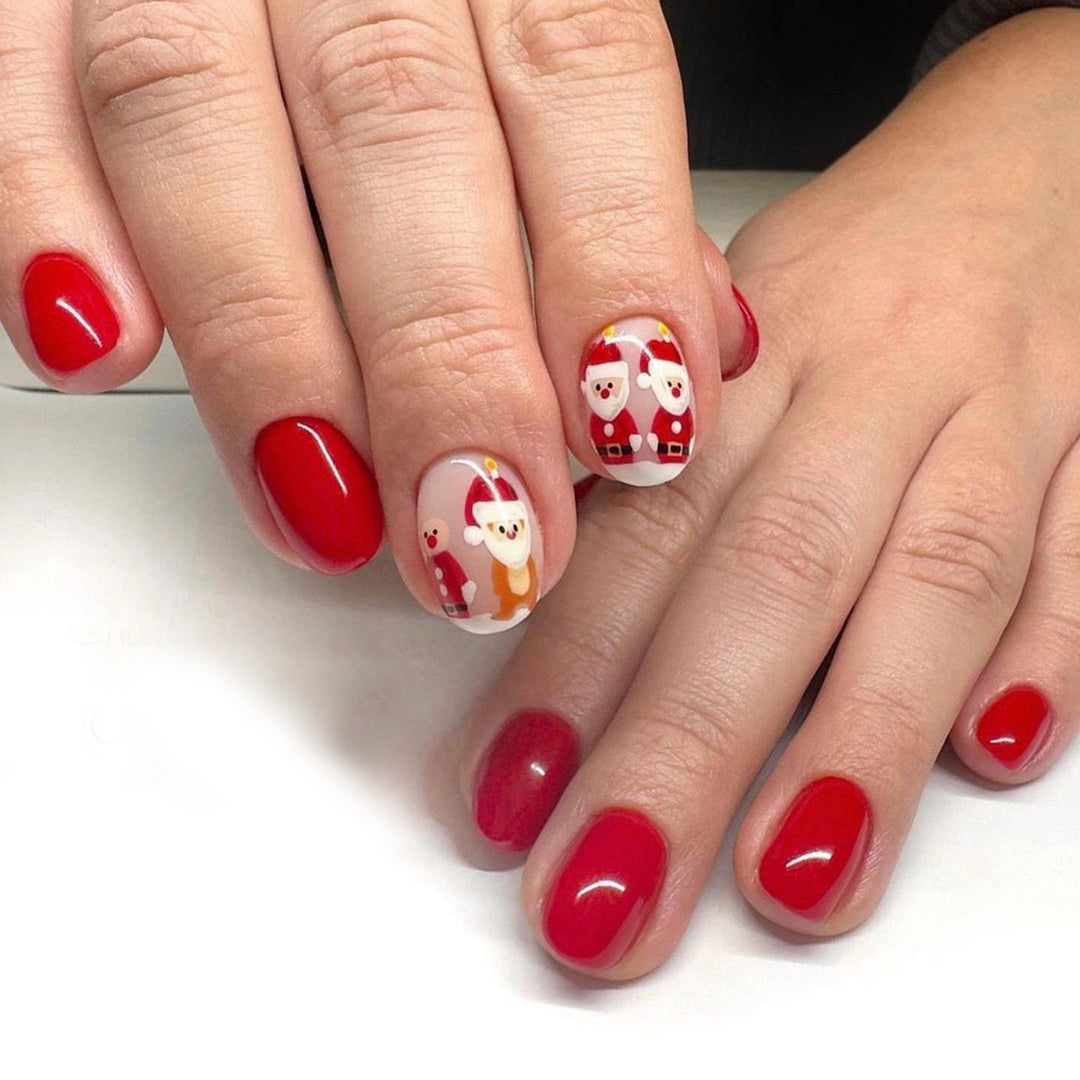 Artificial nail set in festive Christmas design with cute motifs Bowlift