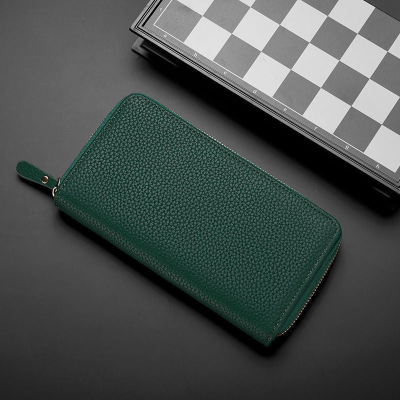 Textured Leather Zip-Around Wallet Bowlift
