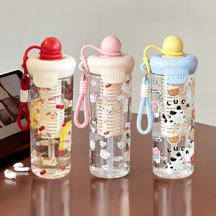 Women’s water bottle with cheerful design and fruit infusion insert Bowlift
