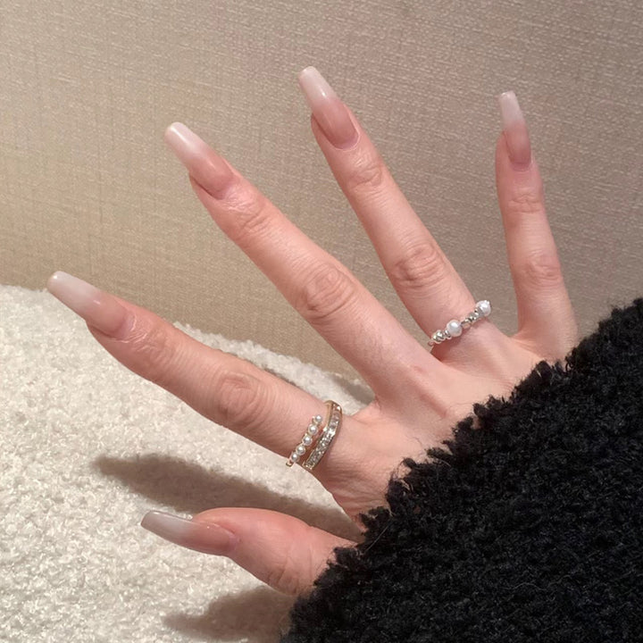 Elegant Long Coffin-Shaped Press-On Nails Bowlift
