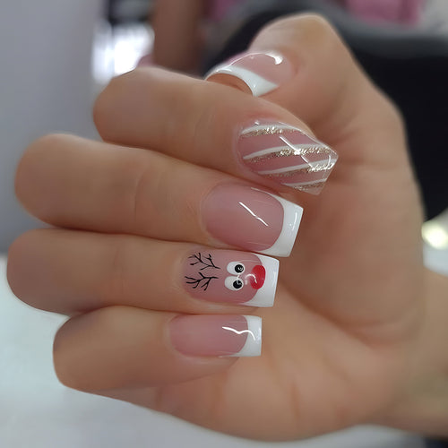 Festive Themed Character Press-On Nail Art Bowlift