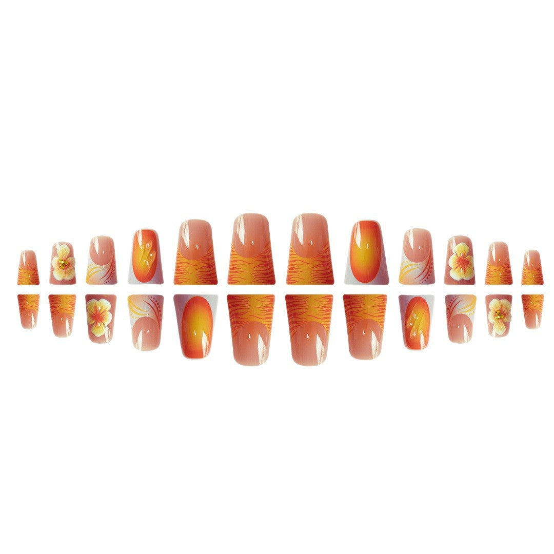 Artistic Floral Press-On Nails Set Bowlift