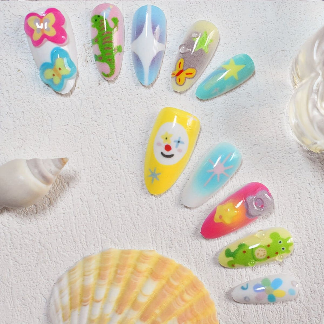 Playful Themed Press-On Nail Art Set Bowlift