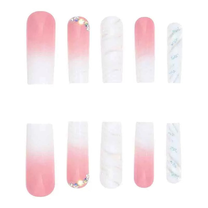 Artificial nail set with glamorous 3D accents and transparent design Bowlift