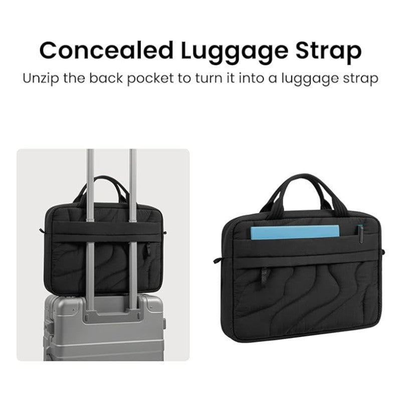 Padded Laptop Bag with Elegant Wave Profile Bowlift