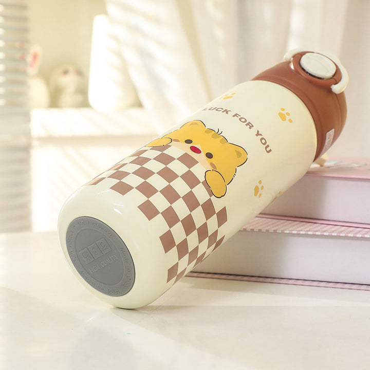 Women's insulated drinking bottle with child-friendly design and practical carrying handle Bowlift