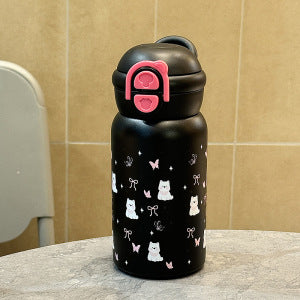 Women's insulated drinking bottle with secure pressure closure and playful animal design Bowlift