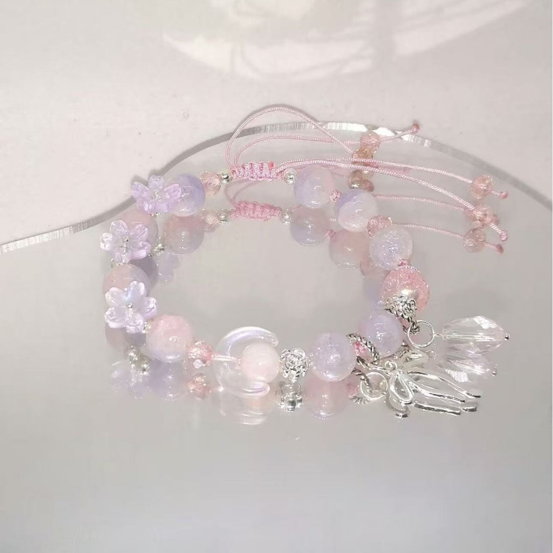 Handmade Floral Bead Charm Bracelet Bowlift