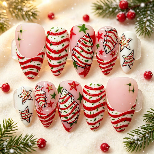 Festive artificial nails with Christmas motifs Bowlift