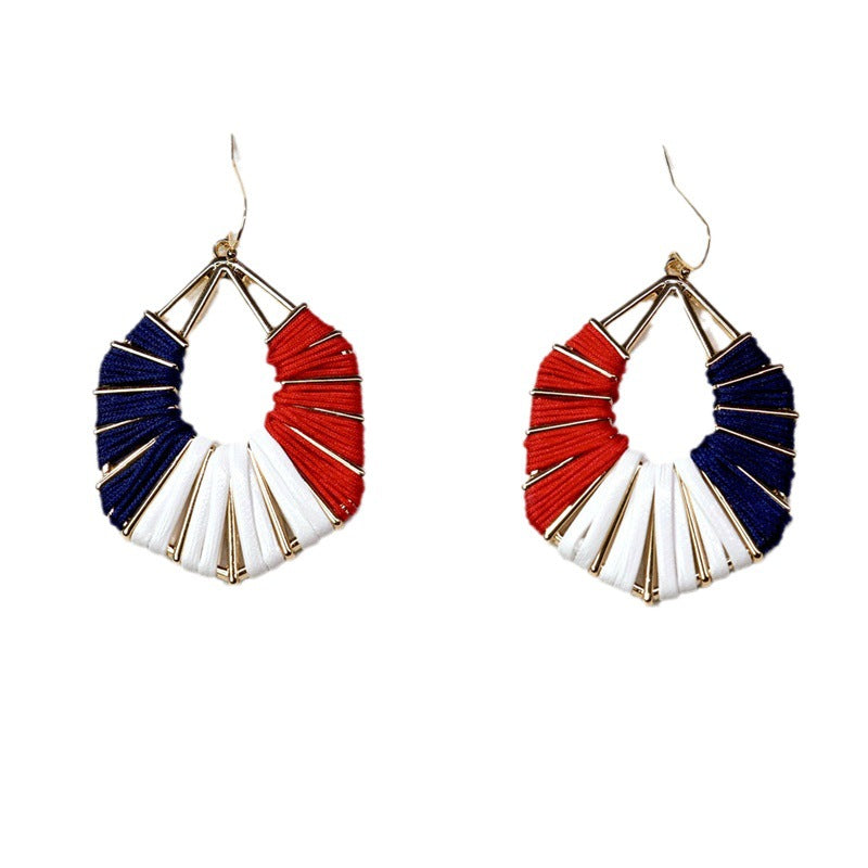 Ladies handmade Boho hoop earrings with textile wrap and bead application Bowlift