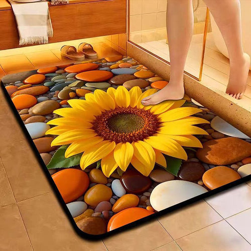 Decorative Floral Pattern Bath Mat Bowlift