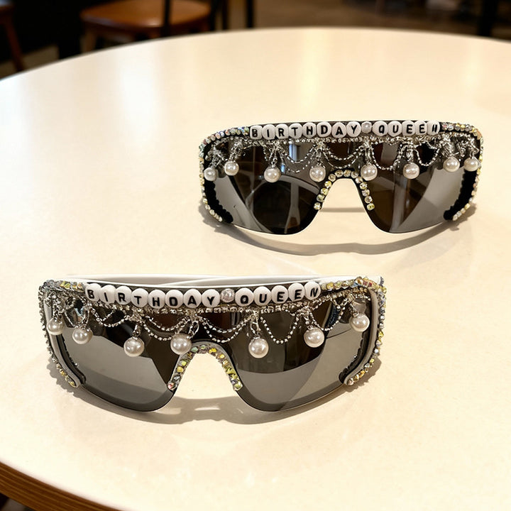 Decorative Pearl and Rhinestone Sunglasses Bowlift