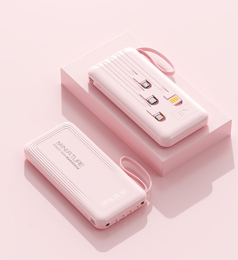 Compact power bank with integrated cables and digital charging display Bowlift