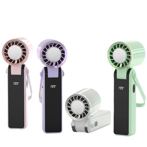Cooling compact rechargeable handheld precision airflow fan with LED battery indicator and adjustable pivot head Bowlift