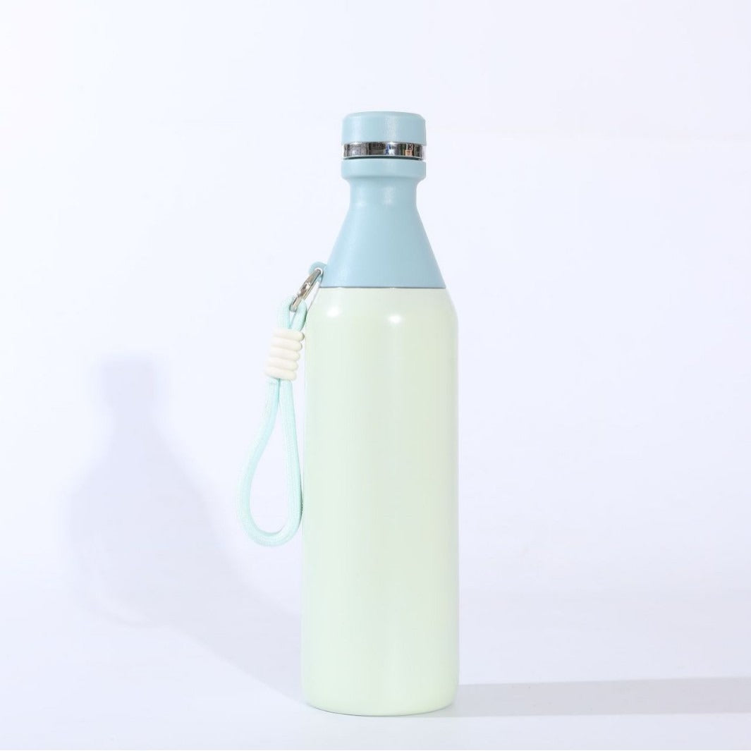 Ladies insulated stainless steel drinking bottle with practical carrying handle Bowlift