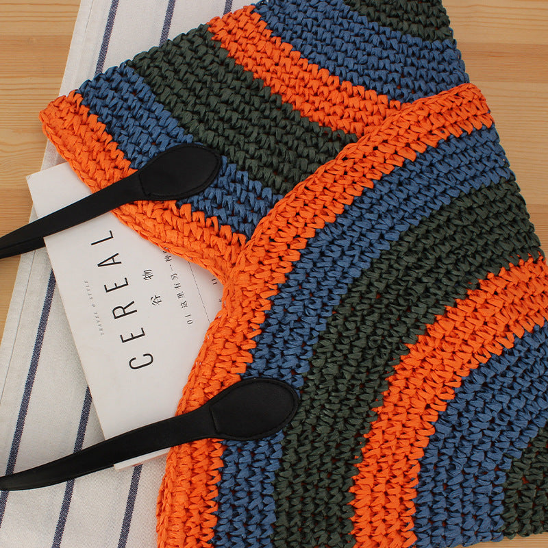 Fashionable Braided Tote Bag with Unique Wave Pattern Bowlift
