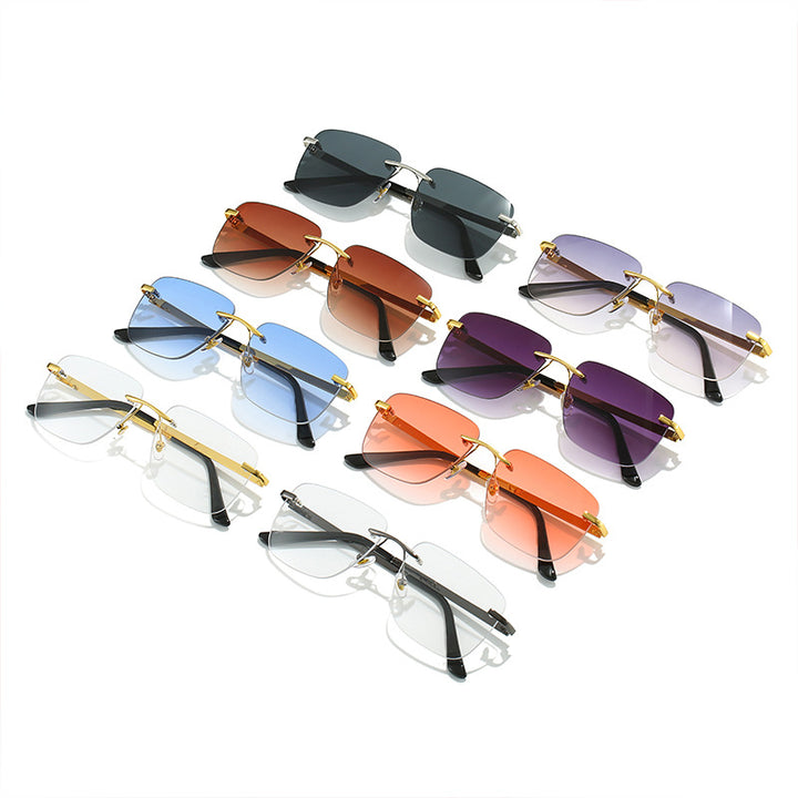 Women's fashionable rectangular semi-rimmed sunglasses with innovative design Bowlift