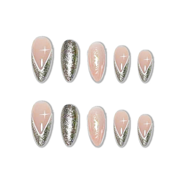 Elegant Stiletto Glitter Nail Enhancements Bowlift