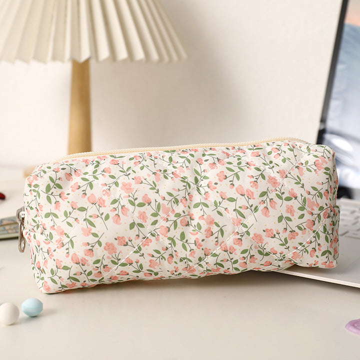 Quilted Bow-Print Cosmetic Pencil Case Bowlift