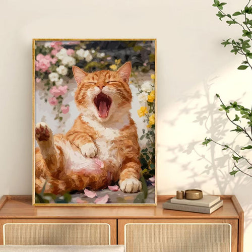 Yawning Cat Canvas Wall Art Print Bowlift