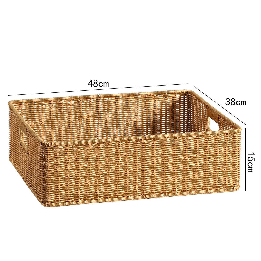 Handwoven Rectangular Storage Basket with Cut-Out Handles Bowlift