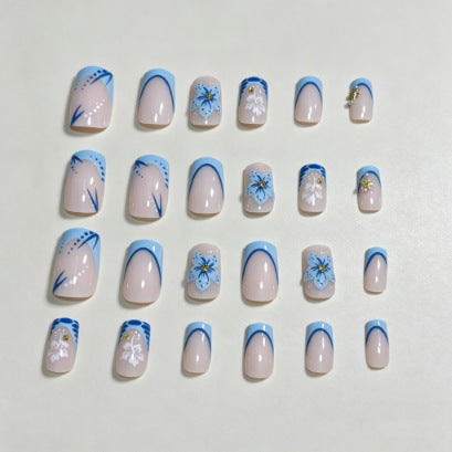 Floral-Themed Press-On Nail Art Bowlift