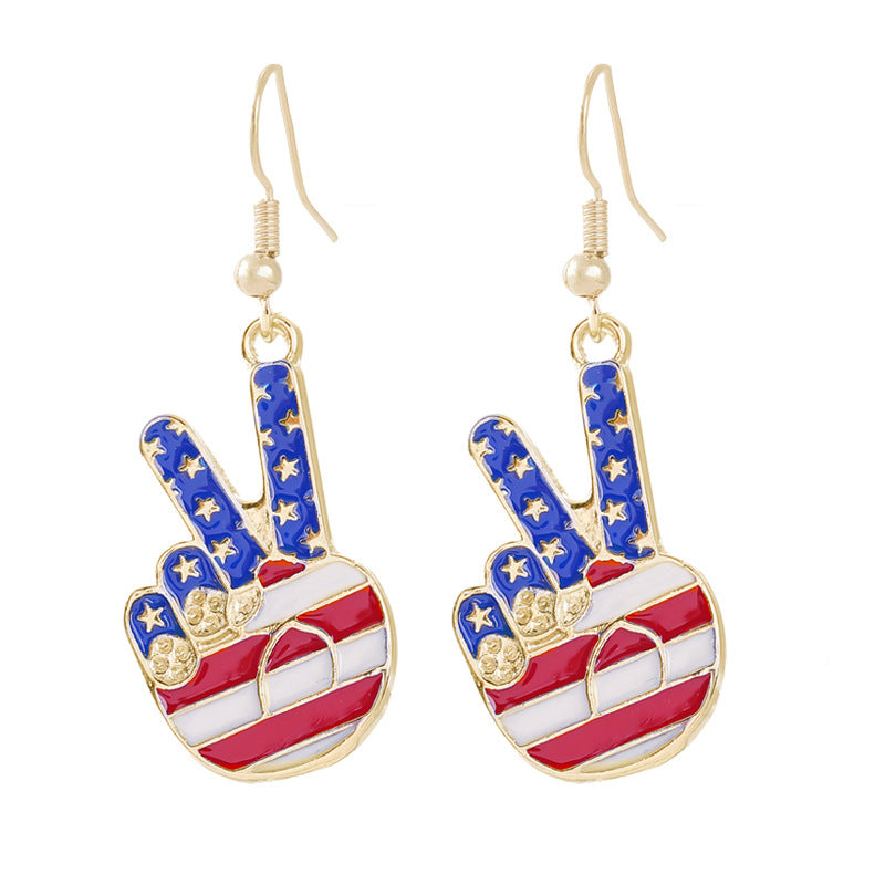 Women's nan patriotic horseshoe enamel dangle earrings with star-accented design and fishhook findings Bowlift