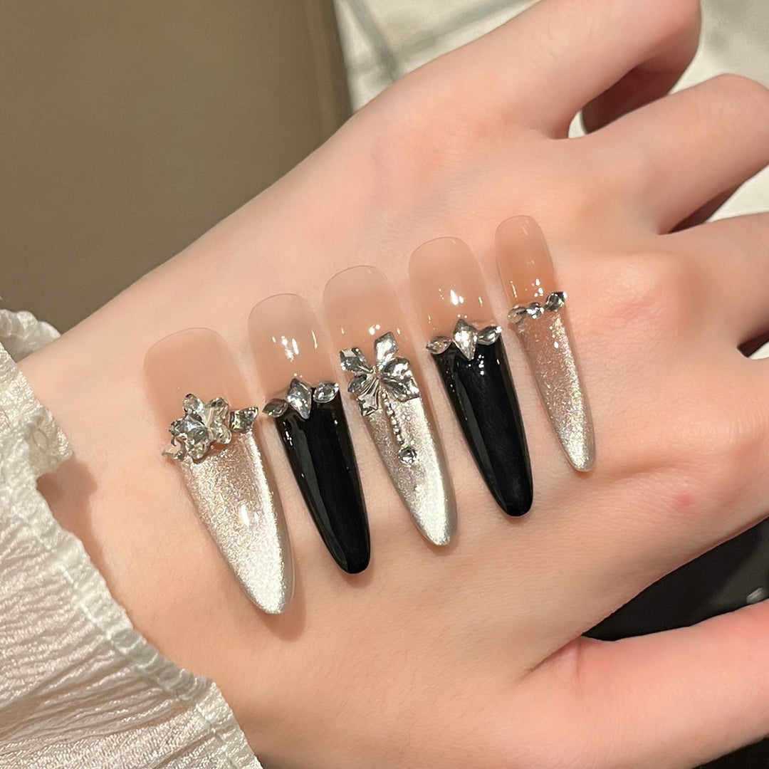 Artistic Press-On Nail Set Bowlift