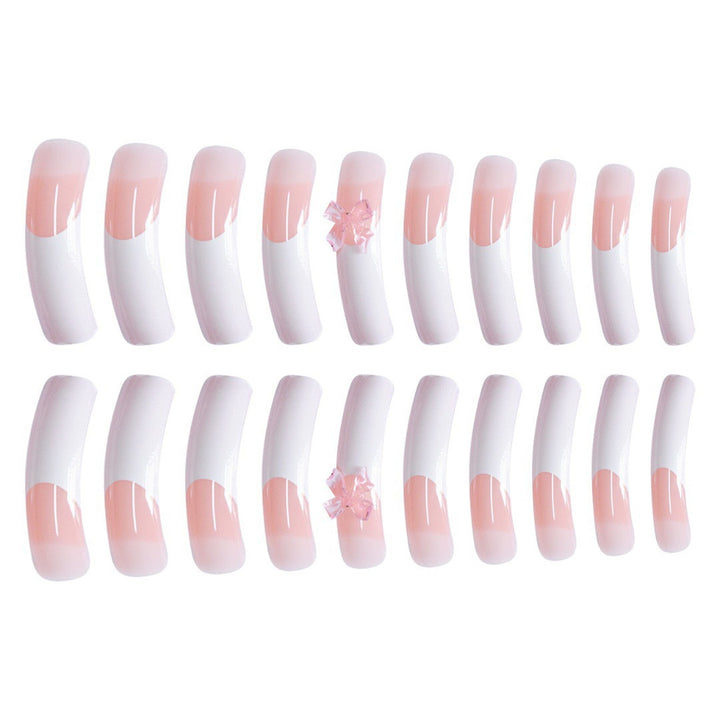 Elegant Bow-Embellished Acrylic Press-On Nails Bowlift