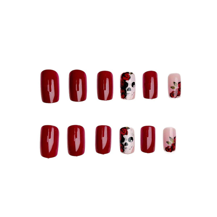 Artistic Skull and Rose Nail Art Bowlift