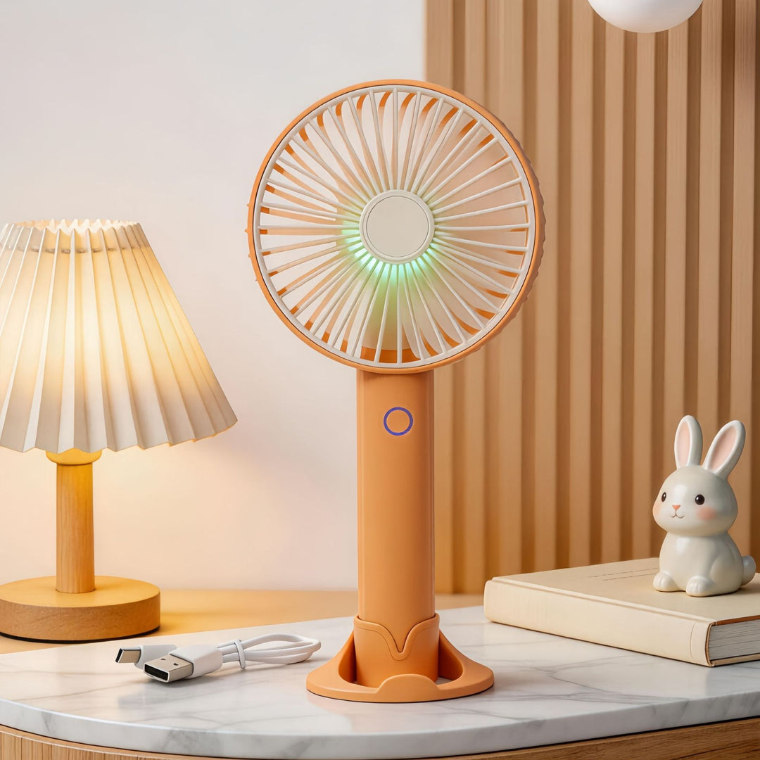 Ladies portable table fan with LED lighting and USB charging function Bowlift