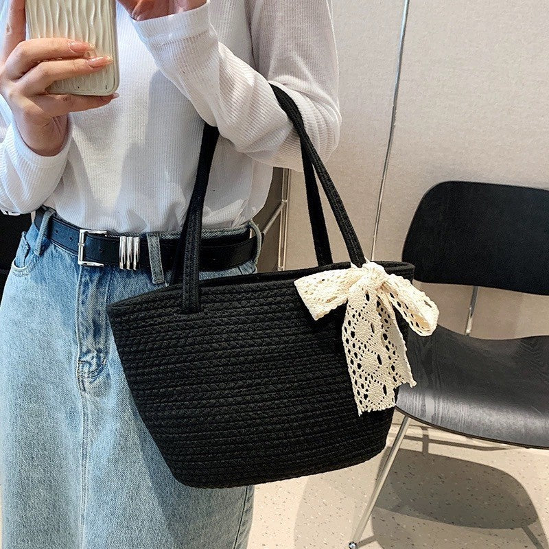 Women's handbag with decorative crochet tape Bowlift