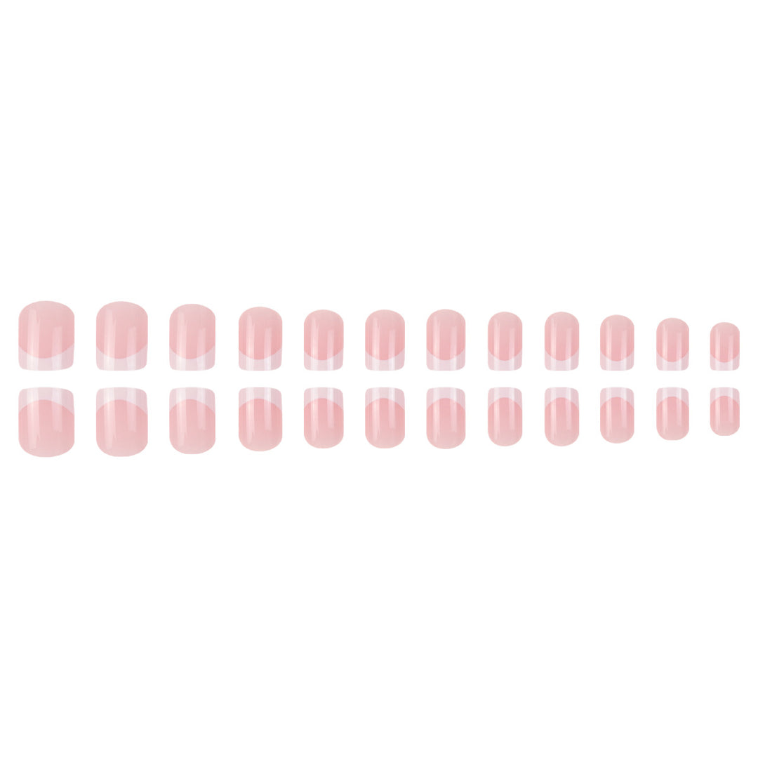 Elegant French Tip Press-On Nails with Glossy Finish Bowlift